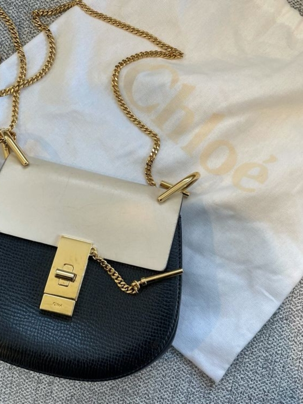CHLOE NAVY AND CREAM CROSS BODY BAG